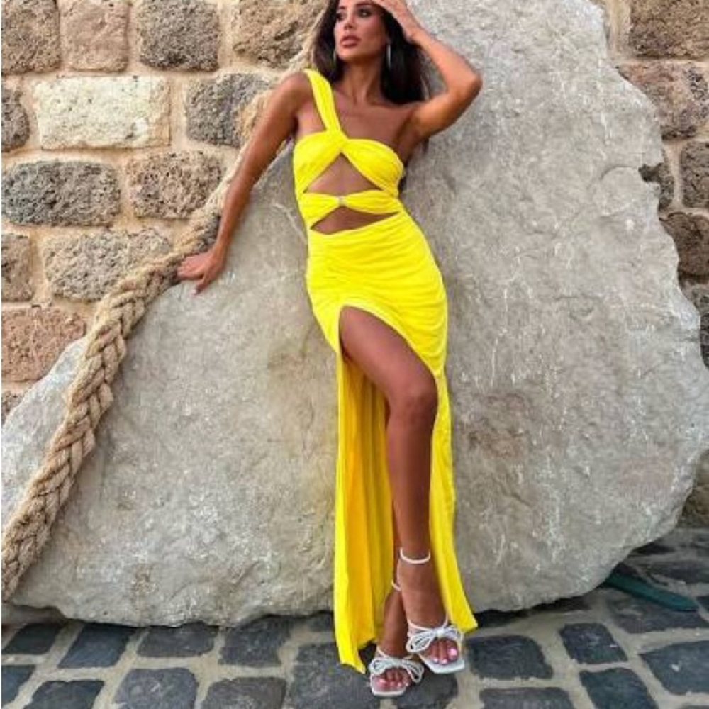 Vibrant Yellow Cutout Maxi Dress